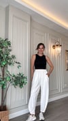 Premium Modal Kumaş Paça Pensli Şalvar Pantolon -Beyaz