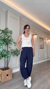 Premium Modal Kumaş Paça Pensli Şalvar Pantolon-Lacivert