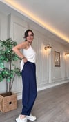 Premium Modal Kumaş Paça Pensli Şalvar Pantolon-Lacivert