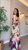 Sunset Dream Kahve  Desenli Şifon Maxi Elbise