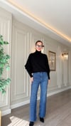 Taşlı Detaylı Likralı Mavi Jean