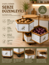 Ahşap 3 Katlı Altıgen Sebzelik-Zeytin