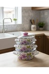 Emaye Pişirme ve Saklama Tenceresi –Cam Kapaklı | 9 parça 3 lü set