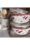Emaye Saklama Kabı 3 Lü Set  –  Desenli 