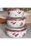 Emaye Saklama Kabı 3 Lü Set  –  Desenli 