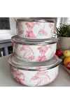 Emaye Saklama Kabı 3 Lü Set – Desenli