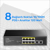 Cudy FS1010P 8 Port 10/100Mbps 120W PoE+, 2 Uplink Portlu VLAN CCTV Rack Mount Metal Switch