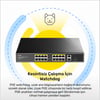 Cudy FS1018PS1 16 Port 10/100Mbps 200W PoE+,2 Gigabit Uplink Portlu, SFP VLAN CCTV SFP Switch