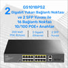Cudy GS1018PS2 16Port 10/100Mbps Gigabit PoE 2Port Gigabit 200W Metal Masaüstü Switch