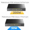 Cudy GS1018PS2 16Port 10/100Mbps Gigabit PoE 2Port Gigabit 200W Metal Masaüstü Switch