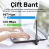 Cudy WU1400 5GHz 867Mbps, 2.4GHz 400Mbps, Wi-Fi USB 3.0 Antenli Adaptör (AC1300 Serisi)
