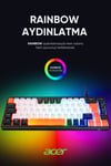 eMachines EAK810 Oyuncu Klavyesi Rainbow Aydınlatma Mini Klavye Türkçe Q Gaming Klavye Siyah