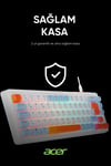 eMachines EAK810 Oyuncu Klavyesi Rainbow Aydınlatma Mini Klavye Türkçe Q Gaming Klavye Beyaz