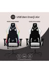 Gc3001bw Masajlı,rgb,4d Kolçaklı,ayak Destekli Oyuncu Koltuğu, Beyaz- Siyah