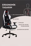GC3001BW Masajlı,RGB,4D Kolçaklı,Ayak Destekli Oyuncu Koltuğu, Siyah- Beyaz