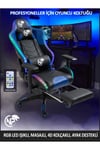 Gc5001bb Bluetooth Hoparlörlü,masajlı,rgb,4d Kolçaklı,ayak Destekli Oyuncu Koltuğu, Mavi-siyah