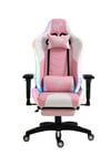 Gc5001pw Bluetooth Hoparlörlü,masajlı,rgb,4d Kolçaklı,ayak Destekli Oyuncu Koltuğu,pembe-beyaz
