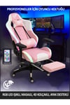 Gc5001pw Bluetooth Hoparlörlü,masajlı,rgb,4d Kolçaklı,ayak Destekli Oyuncu Koltuğu,pembe-beyaz