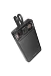 H120 10000mAh QC3.0 PD20W LCD Şeffaf 18W Siyah Taşınabilir Powerbank