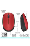 M171 USB Alıcılı Kablosuz Kompakt Mouse, Kırmızı 910-004641