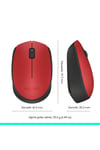 M171 USB Alıcılı Kablosuz Kompakt Mouse, Kırmızı 910-004641