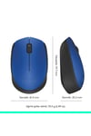 M171 USB Alıcılı Kablosuz Kompakt Mouse, Mavi 910-004640