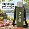NPO NT01 2 Katman Vakum Teknolojili 24H Sıcak 48H Soğuk 72H Buzlu Koruma Çelik Termos Haki Kılıflı