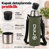 NPO NT01 2 Katman Vakum Teknolojili 24H Sıcak 48H Soğuk 72H Buzlu Koruma Çelik Termos Haki Kılıflı