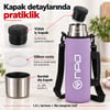 NPO NT01 2 Katman Vakum Teknolojili 24H Sıcak 48H Soğuk 72H Buzlu Koruma Çelik Termos Lila Kılıflı