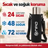 NPO NT01 2 Katman Vakum Teknolojili 24H Sıcak 48H Soğuk 72H Buzlu Koruma Çelik Termos Siyah Kılıflı