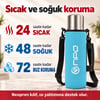 NPO NT01 2 Katman Vakum Teknolojili 24 HSıcak 48HSoğuk 72HBuzlu Koruma Çelik Termos Turkuaz Kılıflı