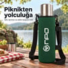 NPO NT01 2 Katman Vakum Teknolojili 24H Sıcak 48H Soğuk 72H Buzlu Koruma Çelik Termos Yeşil Kılıflı