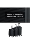 Sapphire Abs Kabin, Orta Ve Büyük Boy 3lü Kırılmaz Valiz Seti-siyah