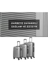 Sapphire Abs Kabin, Orta Ve Büyük Boy 3lü Kırılmaz Valiz Seti-gri