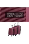 Sapphire Abs Kabin, Orta Ve Büyük Boy 3lü Kırılmaz Valiz Seti-bordo
