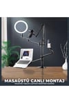 Sttf7095b Notebook Stand,ring Işık,mikrofon,tablet/telefon Tutucu 6 In 1 Canlı Yayın Twitch Seti