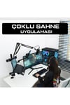 Sttf7095b Notebook Stand,ring Işık,mikrofon,tablet/telefon Tutucu 6 In 1 Canlı Yayın Twitch Seti