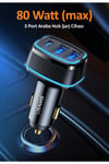 Us-cc126 Pd Type-c + 2xusb-a 80w Çakmaklık Hızlı Şarj Cihazı
