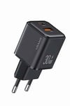 Us-cc189b 30w Qc+pd (type-c+usb) Mini Hızlı Şarj Başlığı-siyah