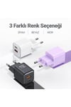 Us-cc189p 30w Qc+pd (type-c+usb) Mini Hızlı Şarj Başlığı-Mor