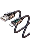 Us-sj543 Dijital Göstergeli,çipli,örgülü, 1.2m 2.4a Lightning Iphone Uyumlu Şarj Ve Data Kablosu