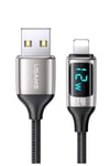 Us-sj543 Dijital Göstergeli,çipli,örgülü, 1.2m 2.4a Lightning Iphone Uyumlu Şarj Ve Data Kablosu