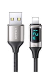 Us-sj543 Dijital Göstergeli,çipli,örgülü, 1.2m 2.4a Lightning Iphone Uyumlu Şarj Ve Data Kablosu