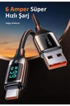 Us-sj544 Dijital Göstergeli,çipli,örgülü,1.2m Pd 66w Usb To Type-c Hızlı Şarj Ve Data Kablosu