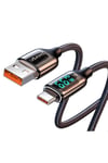 Us-sj544 Dijital Göstergeli,çipli,örgülü,1.2m Pd 66w Usb To Type-c Hızlı Şarj Ve Data Kablosu