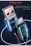 Us-sj544 Dijital Göstergeli,çipli,örgülü,1.2m Pd 66w Usb To Type-c Hızlı Şarj Ve Data Kablosu