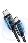 Us-sj546 Dijital Göstergeli Çipli, Örgülü, 1.2m Pd 100w Type-c Hızlı Şarj Ve Data Kablosu