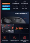 Usams US-CC151 Dijital Göstergeli 2x30w USB+1x65w PD+2x60w Çakmaklık 245w Araç Hızlı Şarj Organizeri