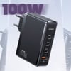 Usams US-CC163 T50 100W QC+PD 4 Port (3Type-C+1USB) GaN Hızlı Şarj Başlığı-Siyah