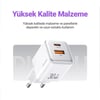 Usams US-CC189W 30W QC+PD (Type-C+USB) Mini Hızlı Şarj Başlığı-Beyaz